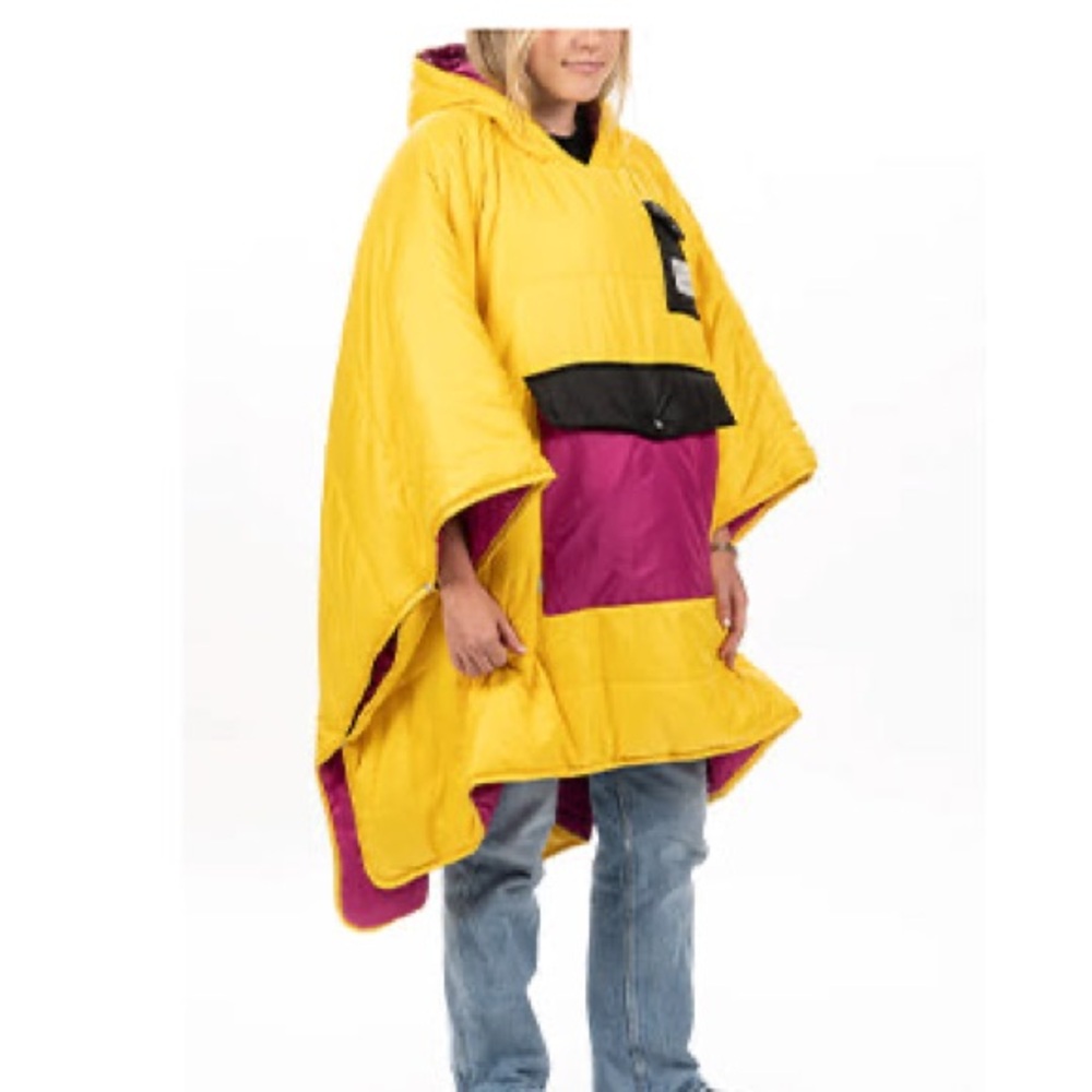 Poler Poncho in Yellow and Magenta